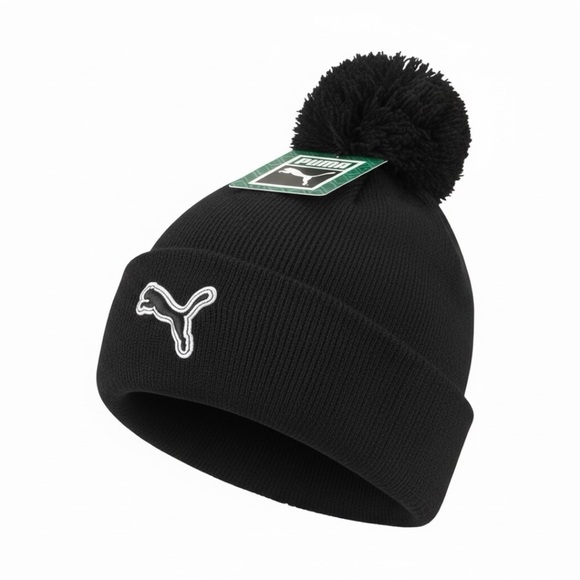 Puma Accessories - Puma Black Knit Beanie with Pom